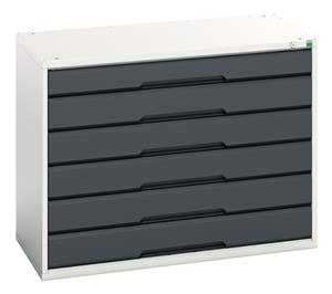 verso drawer cabinet with 6 drawers. WxDxH: 1050x550x800mm. RAL 7035/5010 or selected Bott Verso Drawer Cabinets1050 x 550  Tool Storage for garages and workshops